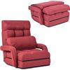 RELAX4LIFE Poltrona Pieghevole con Cuscino, Sedia da Terra Regolabile in 5 Livelli, Divano e Letto, Poltrona Reclinabile, Ergonomico, Comodo Tessuto e Imbottitura (ROSA)