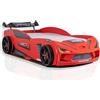 Aileenstore Autobett Kinder Kinderbett Rio 90x200 Rennwagenbett inkl. Lattenrost LED-Leuchte Spoiler (ohne Matratze, Rot ohne Sportsitze)**
