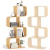 HOMASIS Libreria a Forma di S con 2/3/4 Cubi, Scaffale Aperto Salvaspazio, Scaffale Decorativo, Organizzatore Geometrico per Soggiorno, Camera da Letto, Naturale (61 x 23 x 133,5 cm)