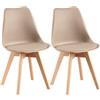 EGGREE Set di 2 Sedie Sala da Pranzo Sedie da Cucina con Gambe in Legno Sedie Ufficio Imbottita in Pelle PU Moderne Design, Kaki Chiaro