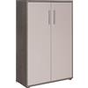 Dmora Libreria a 2 ante e 2 ripiani, Scaffale per libri e documenti, Credenza portaoggetti da ufficio, cm 79x34h188, colore Bianco e Cemento