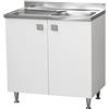 Relax e Design Mobile Cucina Sottolavello con Lavello Vasca sx o dx in Acciaio con Gocciolatoio, 2 ante in Bianco Frassino, cm 80x50 H88 (Vasca Destra)