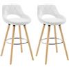 WOLTU Sgabelli Cucina Set 2, con Schienale, Pelle Sintetica, Legno, Bianco | Sgabello da Bar, Sgabelli Alti con Poggiapiedi, Sedile Atla 69cm, per Colazione, Isola Cucina