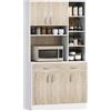 HOMCOM Mobile Buffet Dispensa Cucina, Ante Cassetti e Vani Aperti, 100L x 39P x 181.5Acm Bianco e Legno