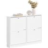 SoBuy Scarpiera Salvaspazio Slim Legno - Adatta A Scarpe EU 47, Mobiletto Scarpiera per Ingressi, Corridoi, Appartamenti Piccoli, Perfetta Per Monolocali e Case Moderne - 105×18×78cm - FSR216-W