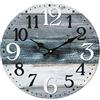 Rebecca Mobili Orologio A Parete, Orologio Tondo, Bianco Grigio Blu, Legno Mdf, Stile Vintage, da Arredamento Cucina Soggiorno - Misure Ø 33,8 cm x P 4 cm - Art. RE6462