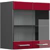 Vicco Mobile da cucina in vetro R-Line, Rosso lucido, 60 cm, per la libera combinazione all'interno di sistemi cucina modulari
