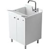 Montegrappa Mobile Lavatoio Interno Marca Arredamenti Montegrappa Look One 60X60 H85cm Economico Piedini Ripiano Salvagoccia Alluminio Struttura Legno Nobilitato Bianco Asse Vasca Termoplastico Lavapanni Pomello