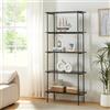 [en.casa] Scaffale da Terra Libreria a 5 Ripiani Mobile Espositore per Casa Ufficio Negozio Scaffale Divisorio per Open Space 180 x 80 x 34 cm Nero