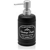 Inbagno Dispenser Sapone Liquido Bagno in Ceramica Nera con Stampe a Contrasto Bianche, Stile Vintage Shabby, capacità 400 ml