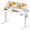 WALKINGDESK Scrivania Regolabile in Altezza, 140 x 60 cm Tavolo Elettrica con 2 Ganci, Standing Desk con Memoria per 4 Altezze, Scrivanie in Piedi in Casa con Piano Assemblato, Bianco