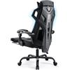 GTPLAYER Sedia da ufficio, ergonomica, da gioco, girevole, supporto lombare regolabile, per proteggere la schiena, con braccioli di collegamento, ruote mute nere