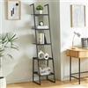[en.casa] Scaffale a Scala con 5 Ripiani Libreria Mobile Espositore Multifunzionale a Forma di Scala 183,5 x 40 x 40 cm per Casa Ufficio - Nero