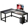 RVGVPMAMTZ Scrivania per computer a L, Nera, Sinistra, 120x80cm | Scrivania direzionale grande, Scrivania angolare per computer da gioco, Finitura in fibra di carbonio, Base a H