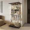 BLSYHDH Vetrina in vetro con led, armadio per collezione 2 ante 4 ripiani trasparente, mobile bar statuetta salotto (4 piani 2 porte+LED effetto specchio, nero)