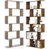 HOMASIS Libreria da Parete a 6 Livelli, Scaffale in Legno, Divisorio Multifunzionale con Design Antiribaltamento, per Ufficio e Salotto, 80 x 23 x 191cm (Marrone)