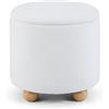 COSTWAY Pouf Contenitore 35 L, Ottomano in Tessuto Ciniglia con Coperchio Rimovibile, Sgabello con Gambe in Legno di Gomma, Portata 150 kg, per Soggiorno e Camera da Letto (Bianco)