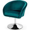 HOMASIS Sedia da salotto in velluto con schienale regolabile in fautore, poltrona da toeletta girevole a 360°, sedia da ufficio con spugna elastica, carico 120 kg, 61 x 52 x 72 - 86 cm (verde)