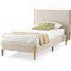 EVERGREENWEB MATERASSI & BEDS EVERGREENWEB - Letto Singolo con Materasso 80x200 alto 20 cm in Waterfoam Flex, Base Letto 12 Doghe in Legno + Cuscino in Fiocco Memory Foam GRATIS Elegante Testata Rivestimento in Tessuto color Beige