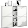 Vladon Credenza Cuba V3, bianco opaco/bianco opaco - Credenza moderna con 12 scomparti (130,5 x 105,5 x 35,5 cm)