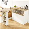 boorbin Tavolo girevole a 360° (corpo principale 90 x 45 x 100 cm), credenza girevole multifunzionale con vano portaoggetti, porta scorrevole in vetro, adatto per cucina/sala da pranzo (bianco)
