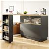 NADEUSAK Mensola girevole a 360°, commestibile, 90 x 45 x 100 cm, moderna, semplice, multifunzione, con ripiani e vetro, adatta per cucine e ristoranti