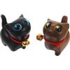Toyvian 2 Pezzi Statuette Gatto in Legno di Sandalo Intagliato a Mano Mini Scultura da Scrivania con Campanello Decorazione Interni Artistica ed Elegante