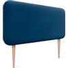 DHOME Testiera Imbottita Liscia Arrotondata in Velluto per Parete Acustica Testate Fonoassorbenti Testiera Letto Camera da Letto (Blu, 100cm)