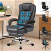 ALFORDSON Sedia Ufficio con Massaggio, Sedia Scrivania Ergonomica con Sedile riscaldato, Supporto Lombare e Poggiapiedi, Poltrona Girevole per Ufficio e Studio Sala Riunioni, Similpelle(Grigia)