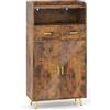 LIFEZEAL Credenza Cucina, Mobile Dispensa, Armadio, Madia, con 2 Ante, Cassetti, Ripiano Regolabile, Scomparto Aperto, Moderno, Salvaspazio, Soggiorno, Sala, Ingresso, in Legno, 60x30x113cm, Marrone