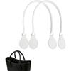 Generico 1 Paio di Manici in Pelle Lunghi e Corti per O Bag, Rotondi e con Fibbia a D Borsa da Donna per O Bag Classic Mini Basket (Bianco, 68CM)