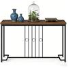 LIFEZEAL Consolle Ingresso, 140x30x81cm, Tavolo Consolle, Industriale, Lungo, Salvasapzio, in Legno e Metallo, con Decorazioni a Linee e Anelli, Console Dietro Divano, Entrata, Corridoio, Marrone