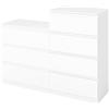 Liink1Ga Set di 2 Cassettiera Camera da Letto in Legno Bianca Alta Cassettiere Bianche 3 e 4 Cassetti Comodino Cassettiera e Credenza Bianco per Ufficio Soggiorno Corridoio Mobili