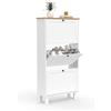 IDMarket - ACHILLE 18 paia di scarpiere bianche a 3 ante con ripiano in legno