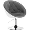 WOLTU Poltroncina da Bar Sgabello Girevole Sedia con Schienale Braccioli in PU Altezza Regolabile Grigio+Bianco