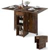 LIFEZEAL Tavolo da pranzo pieghevole con 1 cassetto e 2 ripiani, tavolo allungabile in legno con 2 ruote, 4-6 persone, sala da pranzo, soggiorno, cucina, max 65/70 kg (marrone, 120 x 72 x 75 cm)