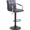 CLP Sgabello Design Lucy in Similpelle I Sedia Sgabello con Schienale Girevole E Regolabile 63-84 CM I Sedia Bar con Braccioli, Colore:Nero, Colore del Telaio:Nero