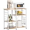 SDHYL Ripiani da cucina per lo stoccaggio 90 x 39 x 83 cm, mobile contenitore carrello da cucina con piano di lavoro per forno a microonde, forno, utensili da cucina, acero