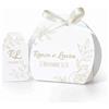 FERDINANDO FAMA' FAMÀ - Scatoline Portaconfetti Matrimonio Semicerchio Petali Oro - Bomboniera Personalizzabile in Cartoncino Pregiato - 24 Scatoline + 24 Tag