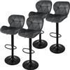 ML DESIGN modern living ML-Design Set di 4 Sgabelli da Bar Rivestimento in Velluto Grigio Sedia da Bancone Regolabile in Altezza 59-79 cm Girevole a 360° Sgabello Alto da Cucina Sedie da Bistrot con Schienale e Poggiapiedi
