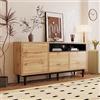Moimhear Casa & Arredamento - Credenza moderna in legno a 3 ante e ripiani, montaggio facile, design salvaspazio, robusta e affidabile, 160 x 35 x 76 cm