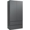 meble masztalerz Armadio Camera da Letto con 2 Cassetti Larghezza 90 cm - Mobile Camera da Letto - Armad Camera Letto Moderni - Guardaroba Armadio - Antracite - 180x90x50cm