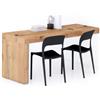 Mobili Fiver, Scrivania Evolution 180x60, Rovere Rustico con Una Gamba e Caricatore Wireless, Nobilitato, Scrivania moderna per Camera, Ufficio, Made in Italy