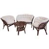 fantasie d oriente SALOTTO set VIMINI RATTAN naturale NOCE 2 POLTRONE 1 DIVANO 1 TAVOLO CASA E GIARDINO COMPLETO DI CUSCINI CON LACCETTI non in kit di montaggio spedito su bancale