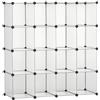 HOMCOM Mobile Scarpiera Modulare Salvaspazio per Interni, Portascarpe con 16 Cubi 30x30x30cm in Plastica PP e Acciaio, 125x32x125cm, Trasparente