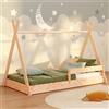 smartwood Letto Casetta 80x160 cm con Rete, in Legno, TIPI F