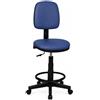 SEDIAOFFICE - Sedia con Ruote e Schienale Regolabile in Altezza e Girevole, Sgabello Cassa da Lavoro per Ufficio, Reception Parrucchiere, Sale Giochi (No Braccioli, Ruote Base, Blu Ecopelle)