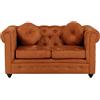 Totò Piccinni Divano CHESTER design vintage retrò classico trapuntato piedini in legno (2 Posti, Effetto Nab. Terracotta)