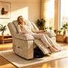 BIYFSDS Poltrona Reclinabile Elettrica con 8 Punti di Massaggio e 2 Punti di Riscaldamento, Poltrona Elettrica Relax con Reclinazione Fino a 160°, Sedia Relax con Poggiapiedi, USB (Marrone-1, A)