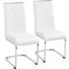Yaheetech Set 2 Sedie Sala da Pranzo Moderne Bianche a Sbalzo Imbottite in Finta Pelle e Gambe in Metallo da Ufficio Salotto Soggiorno Portata 135 kg